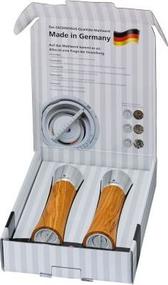 Młynek do przypraw Zassenhaus Zestaw Zassenhaus Augsburg 2 młynków do soli i pieprzu z drewna oliwnego 18 cm