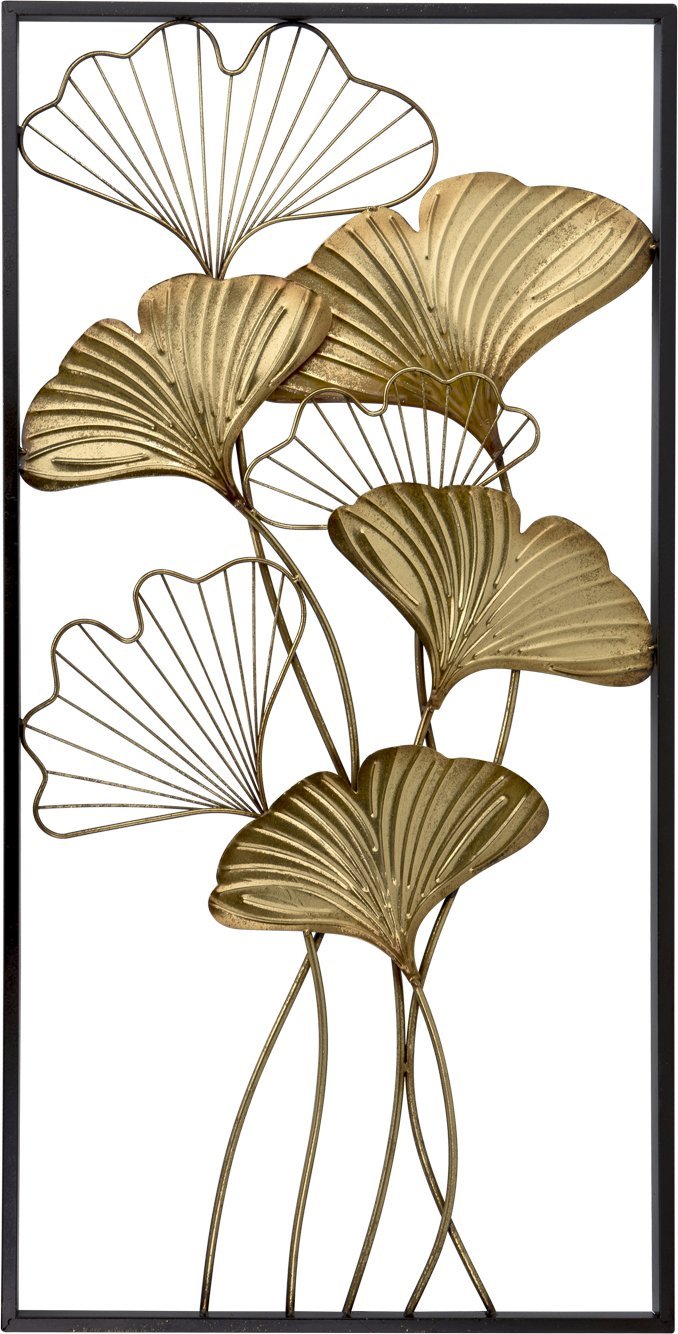 Art-Pol Dekoracja ścienna metalowa Liście złoto - czarne 129385