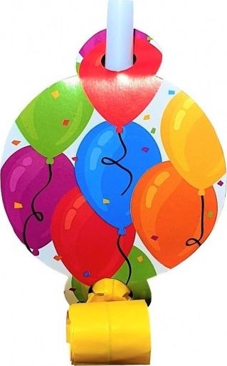 Gwizdki rozwijane z medalionem - balony 6szt.