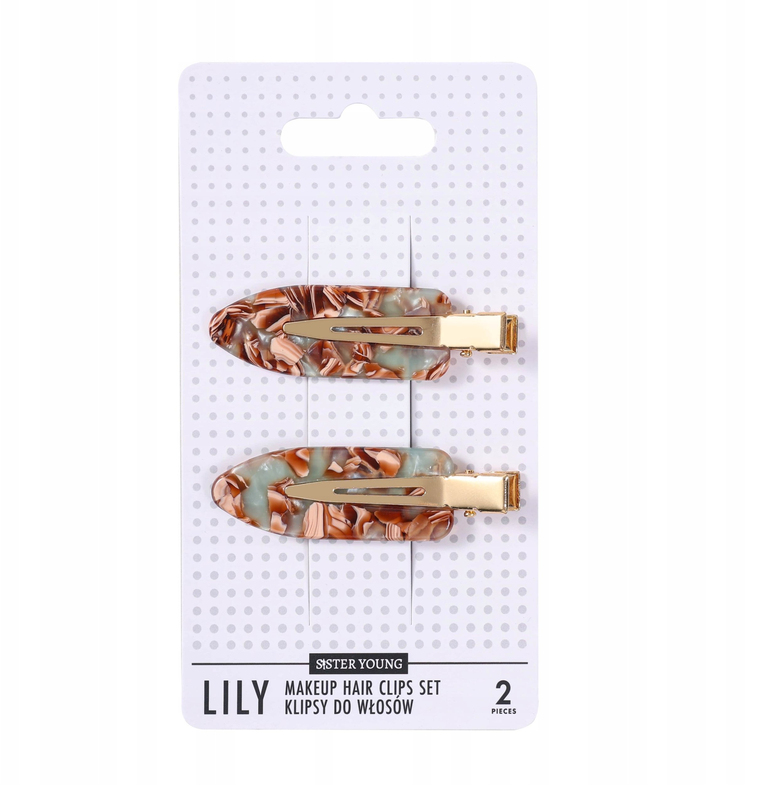 SISTER YOUNG_Lily Makeup Hair Clips Set klipsy do włosów Green Coffee 2szt