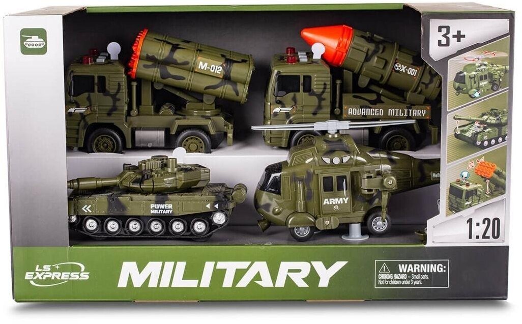 Zestaw wojskowy z czołgiem i ciężarówkami 4el