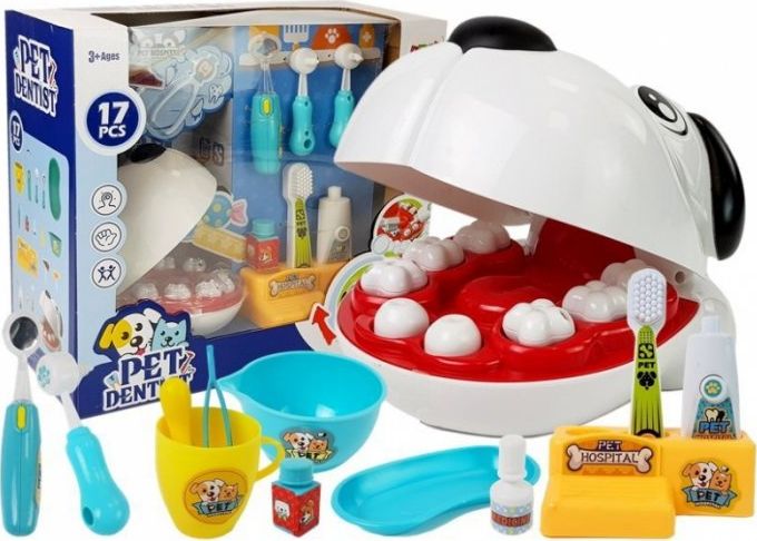 Lean Sport Zestaw Małego Lekarza Dentysty Pies Szczoteczka Wyciskana Pasta do Zębów Dentysta