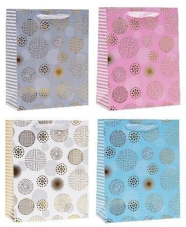 Torebka ozdobna 26x32x10cm hot-stamp mix ROZETTE