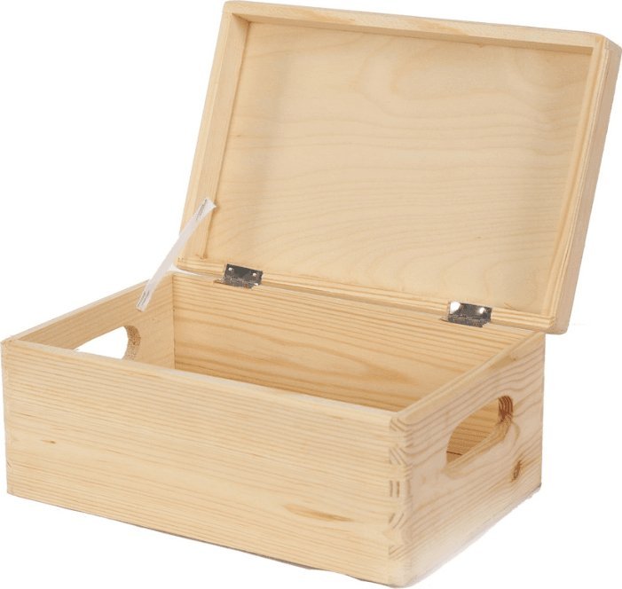 Wamar-Sosenka Drewniana Skrzynka z wiekiem 13,5x30x20 cm - Naturalna Surowa Szlifowana Drewno sosnowe 6 litrów / Wamar-Sosenka