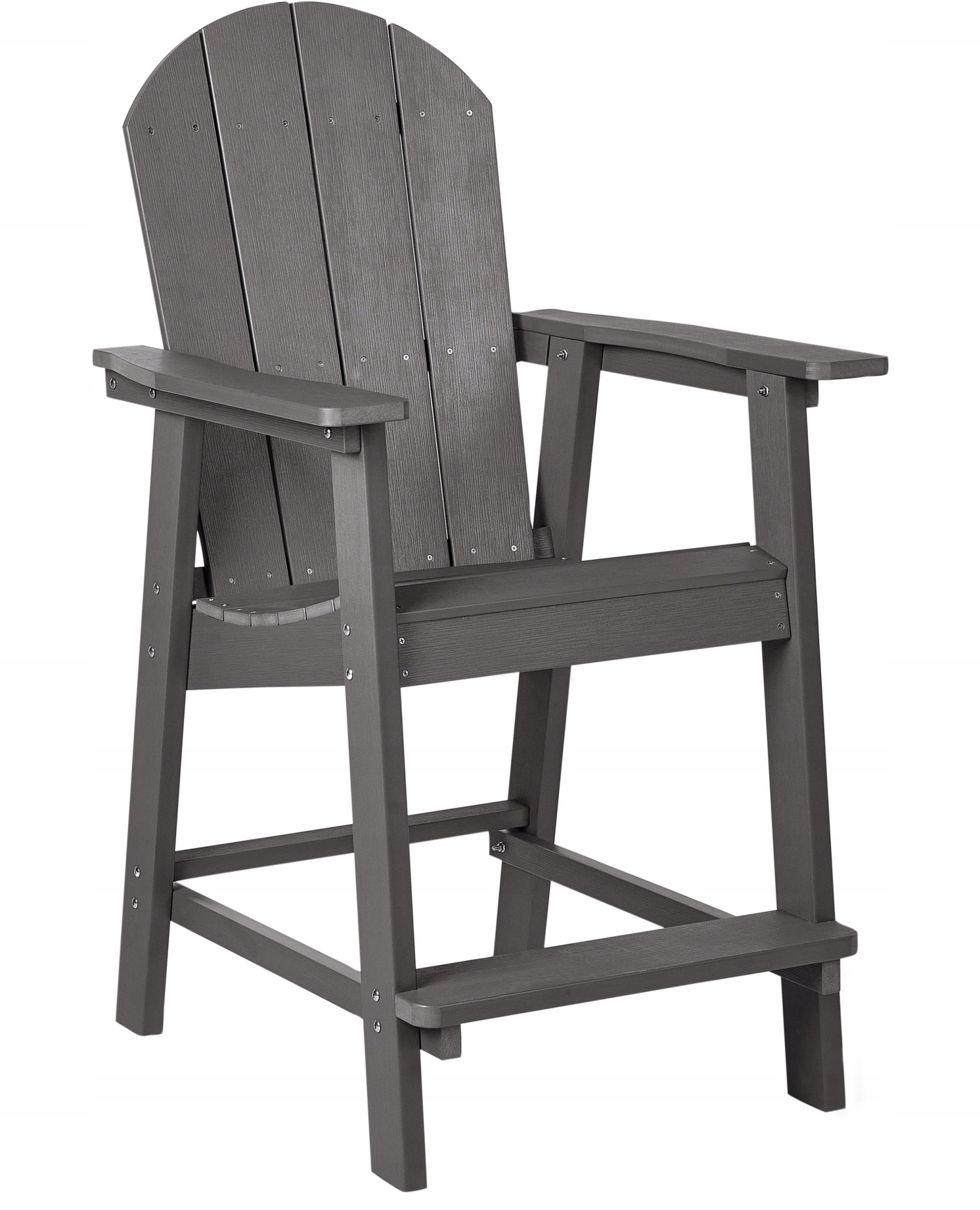 Beliani Krzesło barowe ogrodowe ADIRONDACK Materiał syntetyczny Ciemnoszary