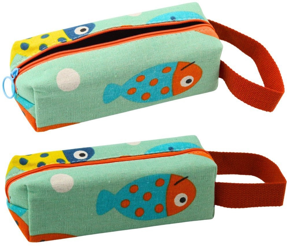 Piórnik Szkolny Przybornik w Rybki Uchwyt Zielony LEAN