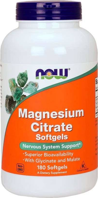 NOW Foods NOW Foods - Cytrynian Magnezu, 180 kapsułek miękkich