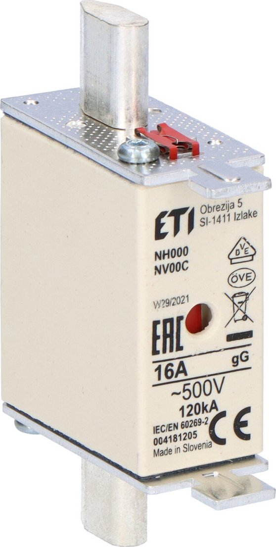 ETI Wkładka topikowa przemysłowa zwłoczna KOMBI NH000 gG 16A/500V