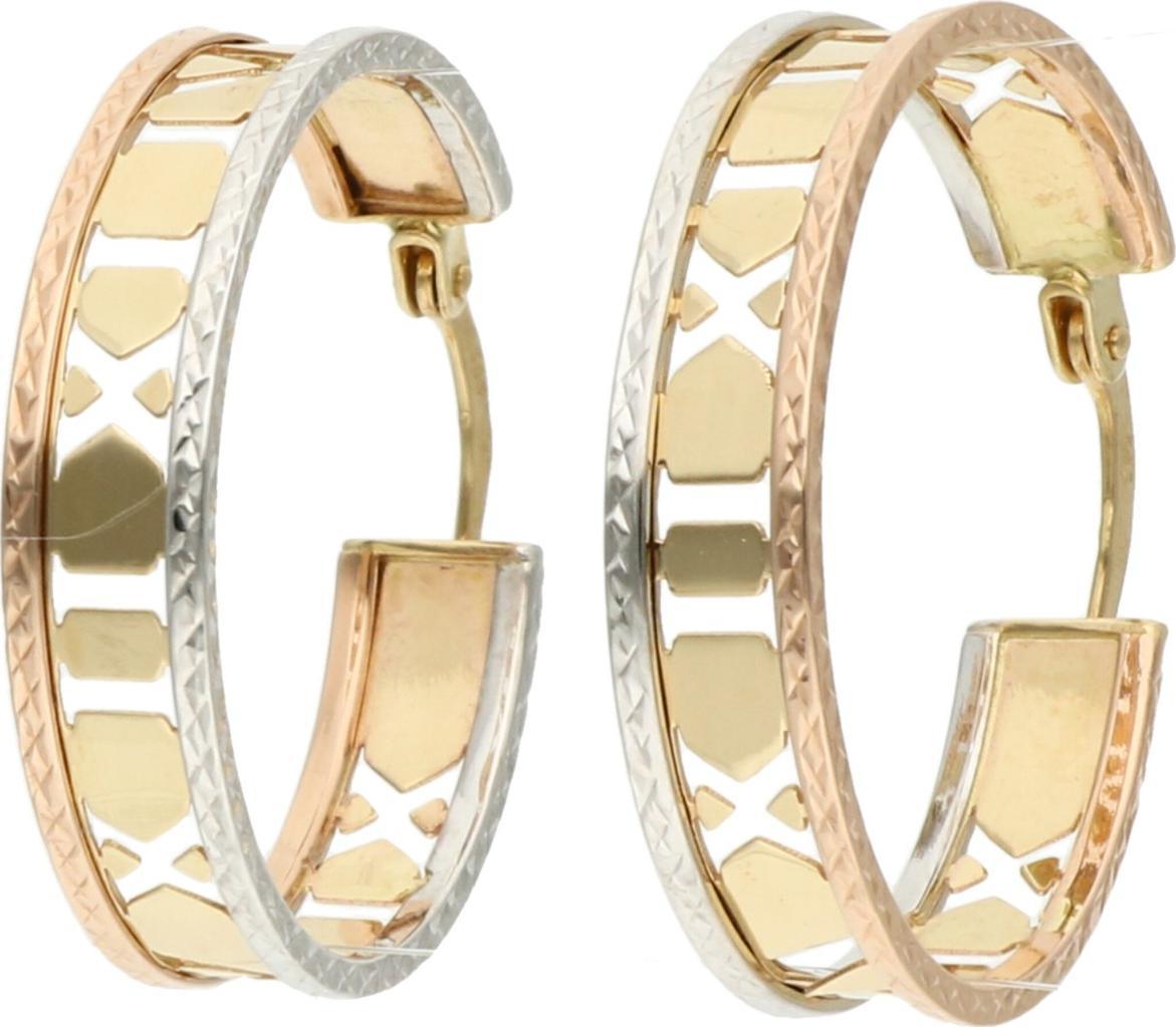 Rosanto Ażurowe kolczyki koła w trzech kolorach złota 585 14k