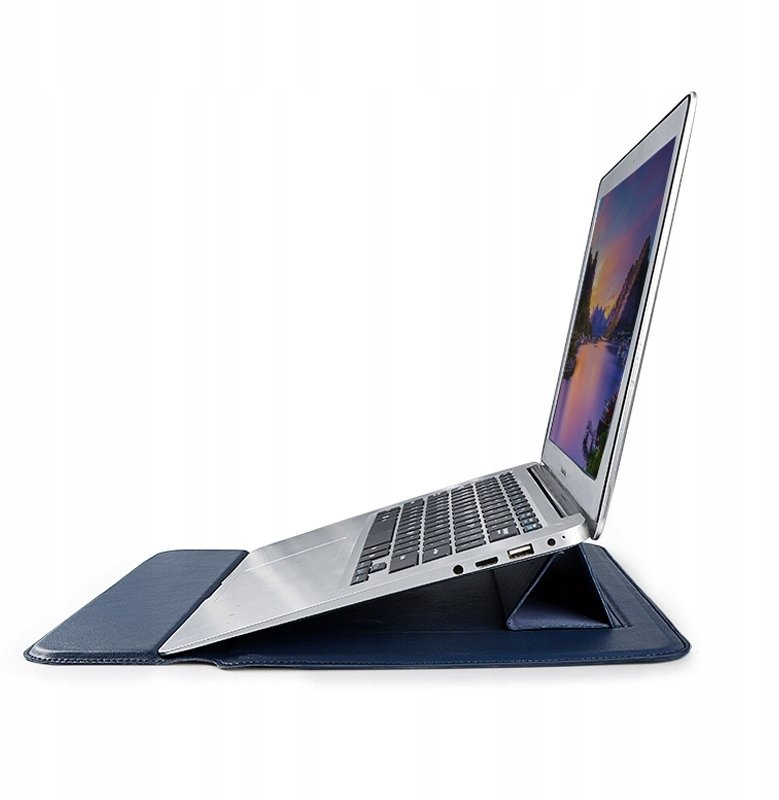 Devia etui pokrowiec torba do laptopa / MacBooka Ultra-Thin z funkcją podstawki 13,3'' wodoodporna sztuczna skóra niebieski