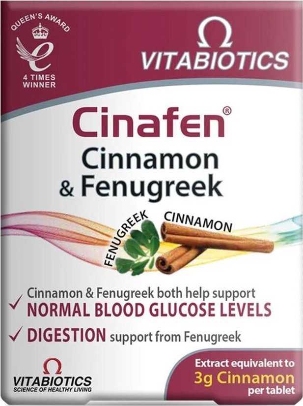 VITABIOTICS_Cinafen Cinnamon & Fenugreek cynamon z kozieradką suplement diety 60 tabletek
