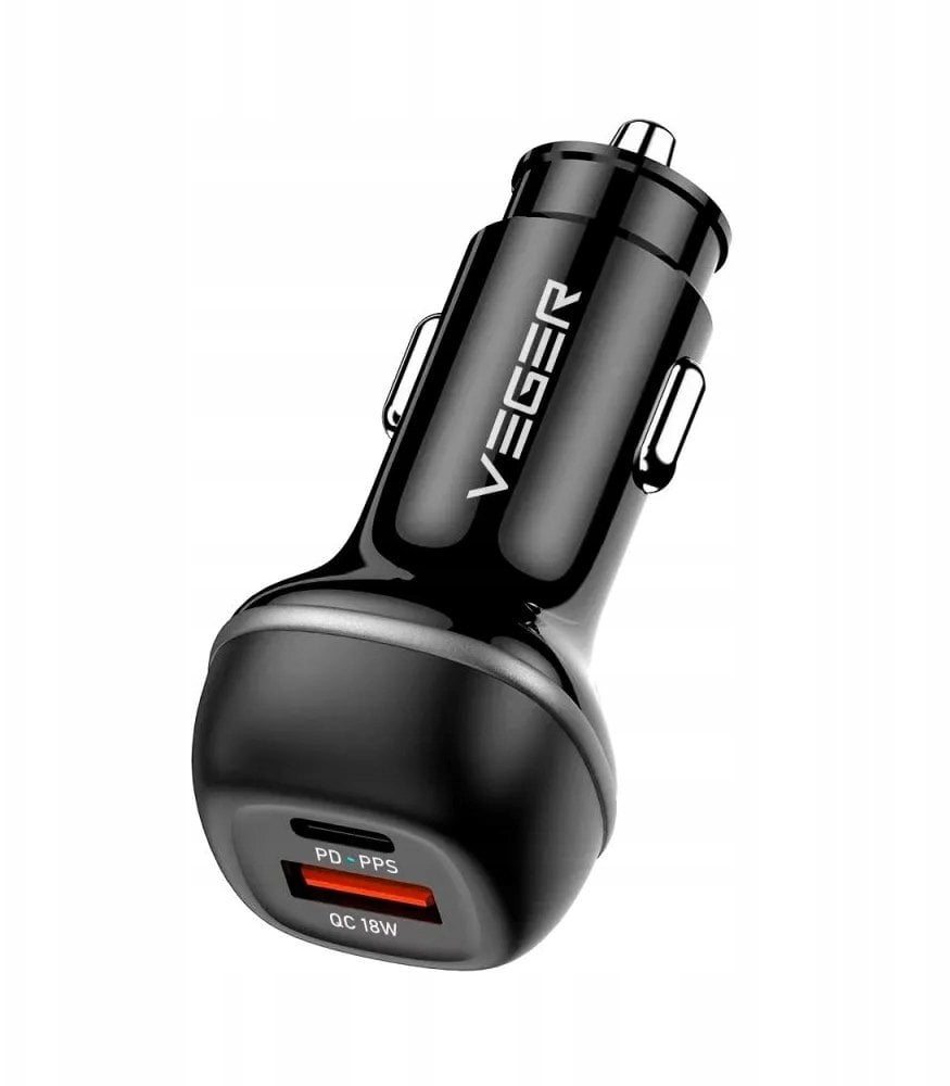 Ładowarka Veger Ładowarka samochodowa USB A + USB C QC PD 51W CC62-1A1C czarna