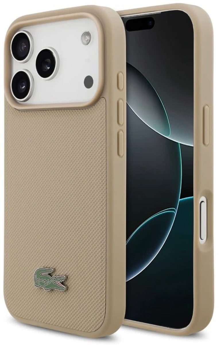 Etui Lacoste Petit Pique Lacquer Logo MagSafe do iPhone 17 Pro Max taupe