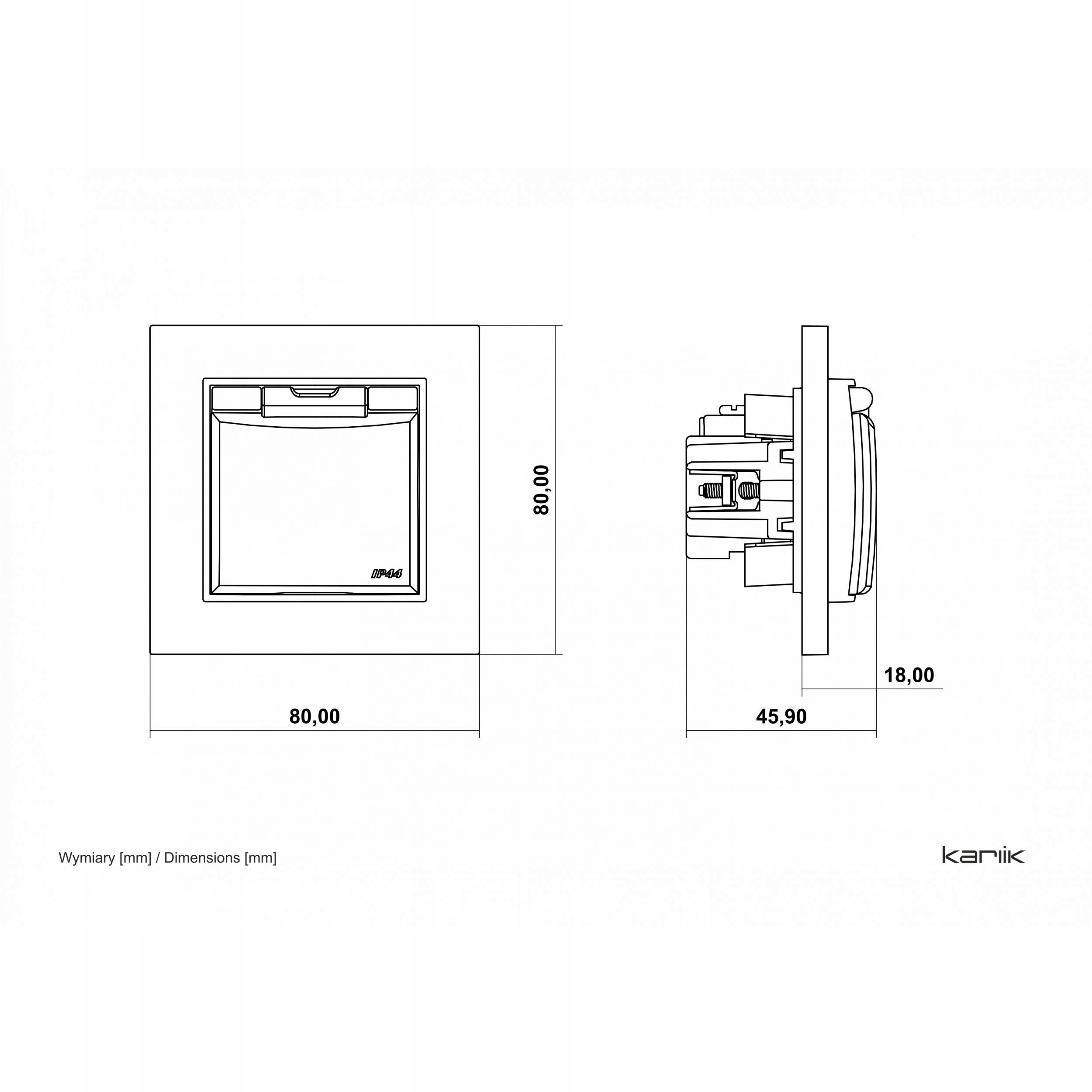 MINI Mechanizm gniazda bryzgoszczelnego z uziemieniem 2P+Z (klapka dymna, przesłony torów prądowych) szałwiowy 61MGPB-1zdp