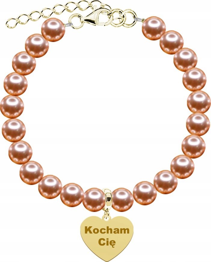 Radziszewska Jewellery Bransoletka Złota z Perłami Kocham Cię Dzień Matki 925 Grawer Życzenia