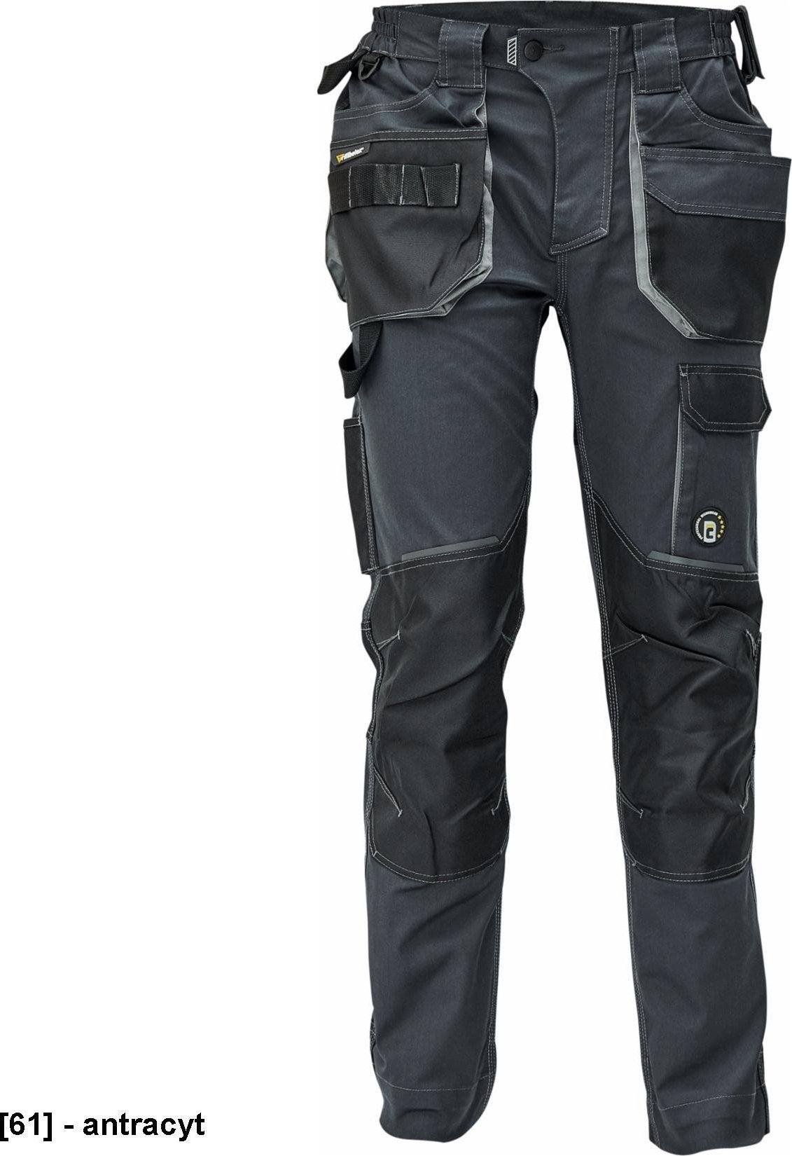 CERVA DAYBORO spodnie - męskie spodnie robocze, odblaskowe elementy, 100 % TRIFIBETEX - antracyt 56