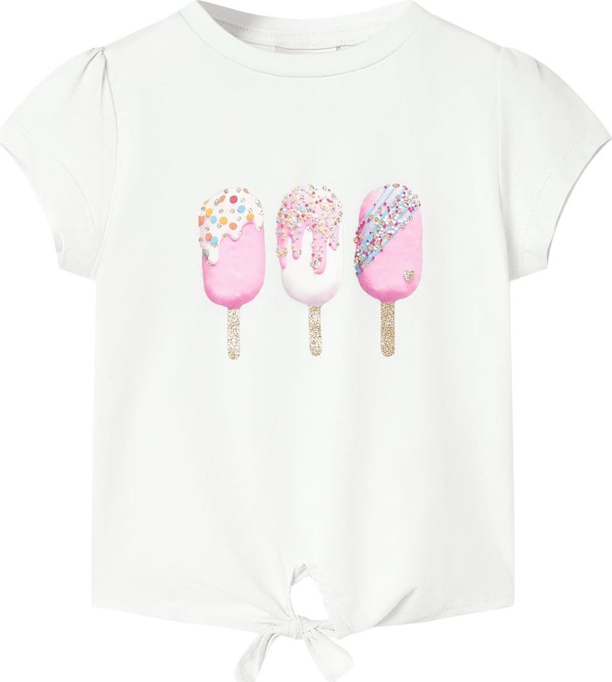 vidaXL Koszulka dziecięca z krótkimi rękawami, ecru, 140