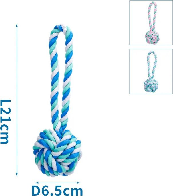 Nobleza Zabawka z bawełnianego sznura z piłką i uchwytem dla psa Zabawka z bawełnianego sznura z piłką i uchwytem dla psa