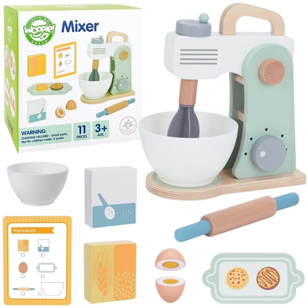 WOOPIE GREEN Drewniany Mikser Kuchenny Blender z Akcesoriami 11 el.