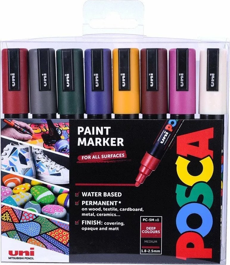 Posca Posca - PC5M - Medium Tip Pen - Deep colors, 8 pc /Arts and Crafts /Multi