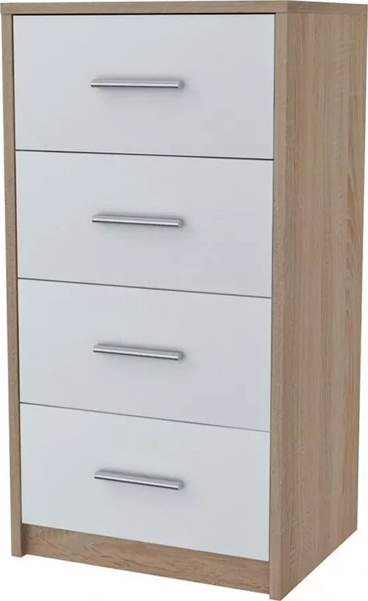 Elior Skandynawska komoda z szufladami dąb sonoma + biały - Ilda 5X