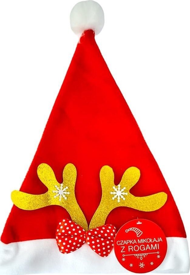 Czapka mikołaja ze złotymi rogami