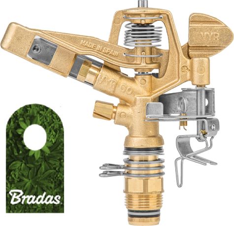 Bradas Mosiężny zraszacz pulsacyjny obrotowy regulowany sektorowy 360 GZ3/4" 35m 0260