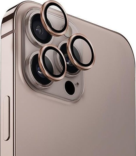 Uniq UNIQ Optix Aluminium Camera Lens Protector iPhone 16 Pro 6.3" / 16 Pro Max 6.9" taupe gold szkło na obiektyw aparatu z aplikatorem