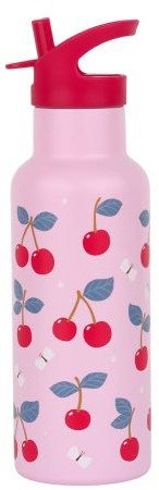 A Little Lovely Company Butelka ze słomką dla dzieci termiczna CHERRIES 0,5 L