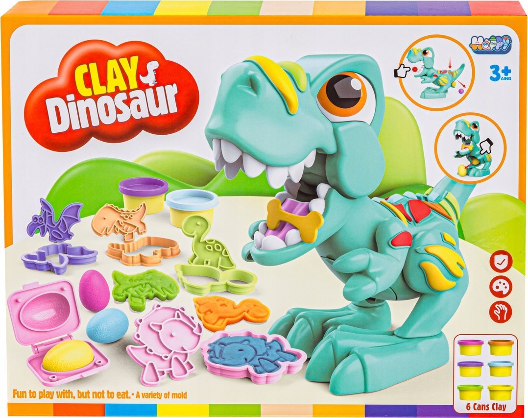 Kreatywny zestaw z masą plastyczną, ciastolina DINOZAUR + akcesoria