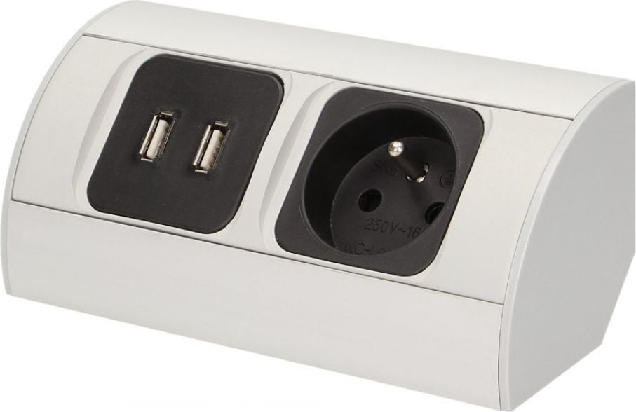 Orno Gniazdo meblowe 1x2P+Z, 2xUSB, wersja schuko