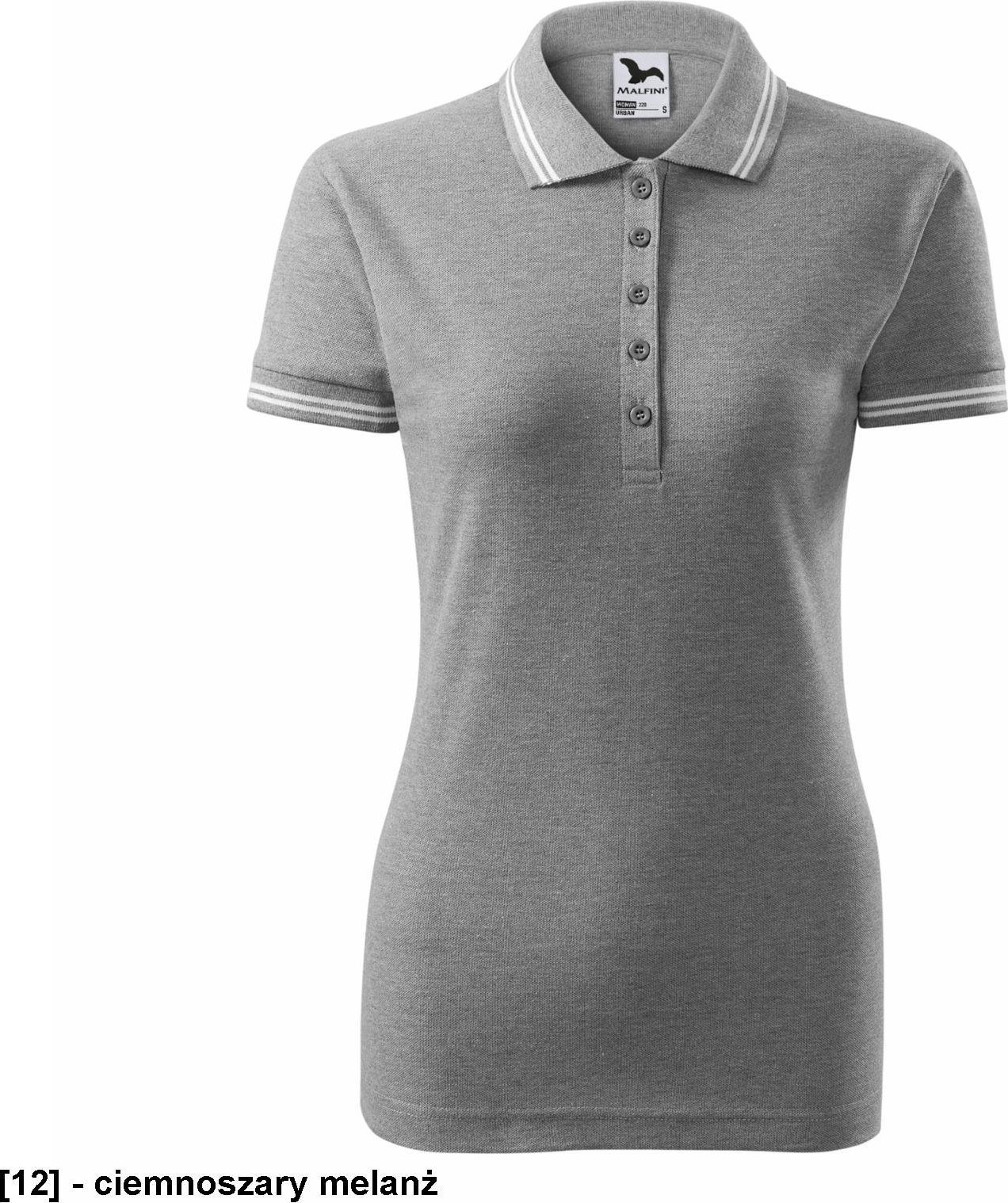 MALFINI Urban 220 - ADLER - Koszulka polo damska, 200 g/m, 35% poliester, 65% bawełna, - ciemnoszary melanż XL