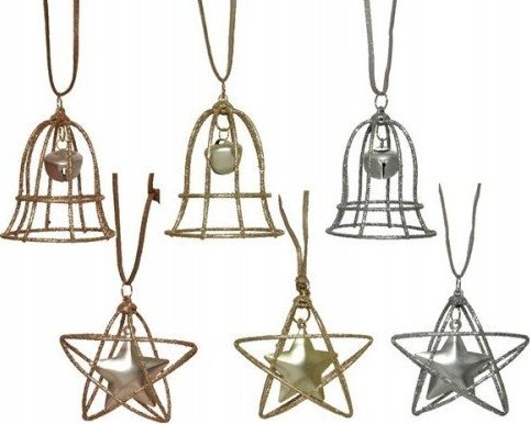 Kaemingk Zawieszka na choinkę gwiazda i dzwonek 17,5 cm