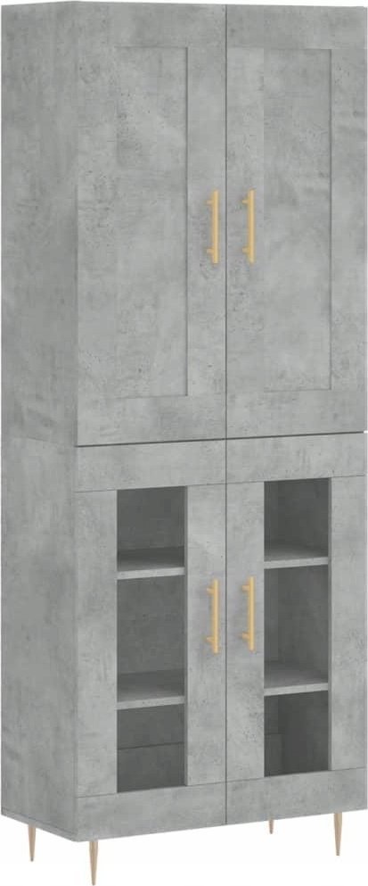 vidaXL Witrynka, szarość betonu 69,5x34x180 cm materiał drewnopochodny