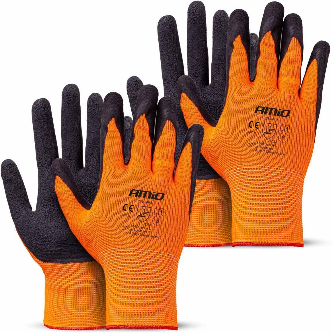 AMiO Rękawice ochronne poliestrowe powlekane pianą lateksową rozmiar 8 2132x 4szt. 04639