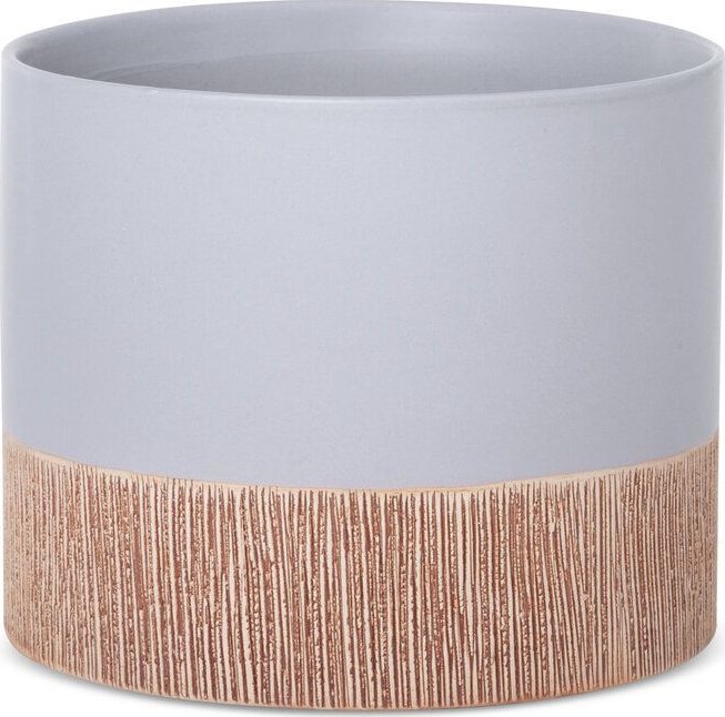 Eurofirany Doniczka ceramiczna MILI 18X18X15 popielata + brązowa