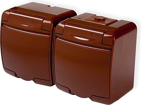 Karlik gniazdko hermetyczne podwójne Junior brązowe (4GHE-2)