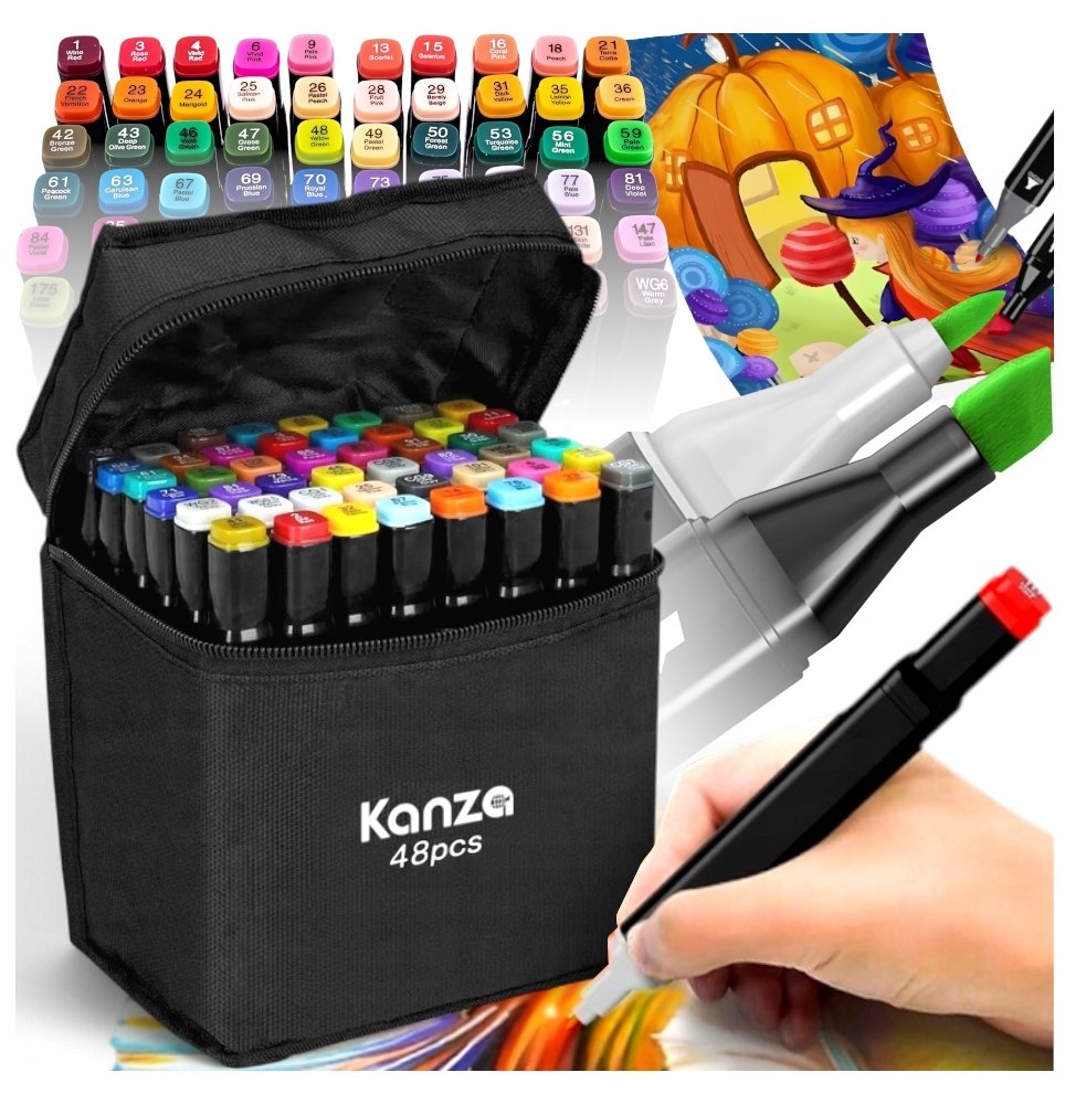 Hitbaits MARKERY ALKOHOLOWE dwustronny 48 sztuk KANZA