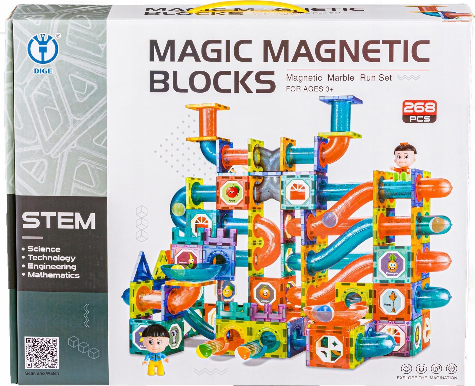 DK Klocki Magnetyczne, Tor Kulkowy Dla Kulek 268 Elementy Kulodrom