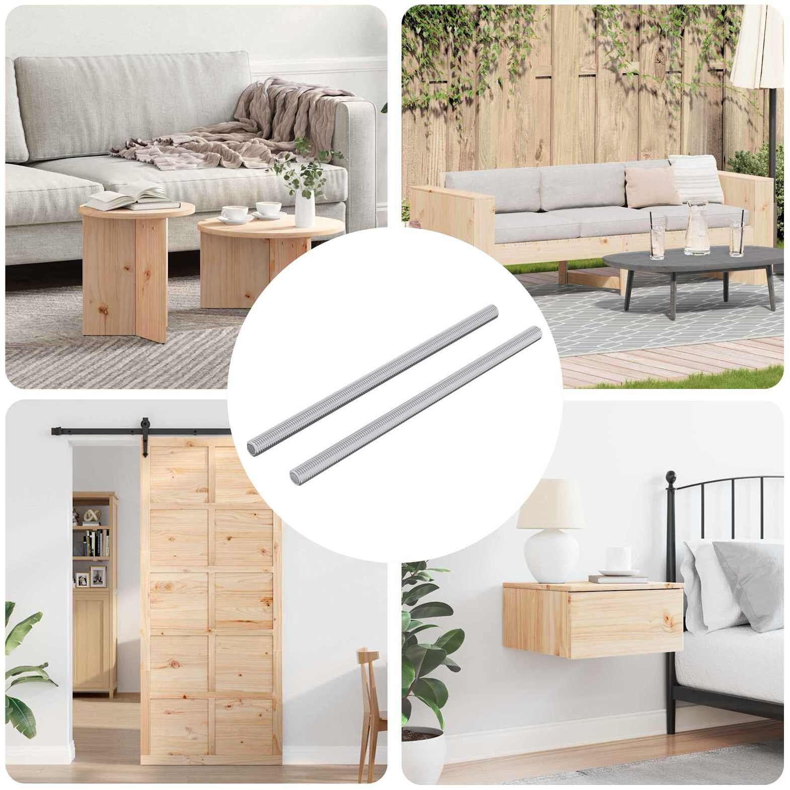 vidaXL Rura gwintowana 2 pcs srebrny 6 x 120 mm Stal