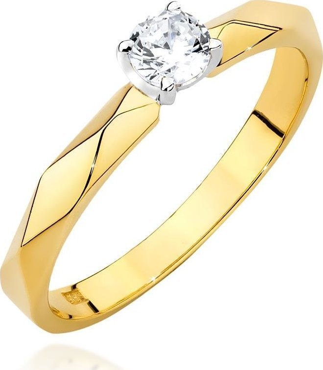 Best Diamonds złoty pierścionek z brylantem 0.15ct 18
