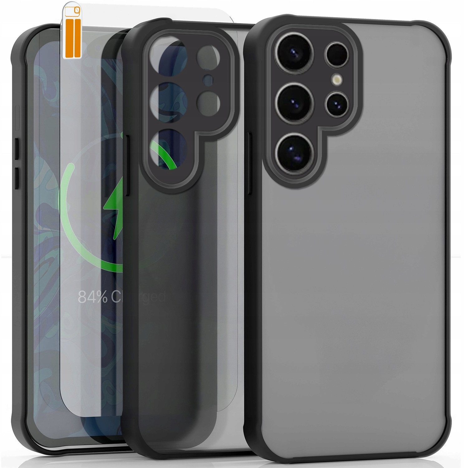 Etui do Samsung Galaxy S24 Ultra (Czarne, Matowe, Wzmacniane, Case) Szkło