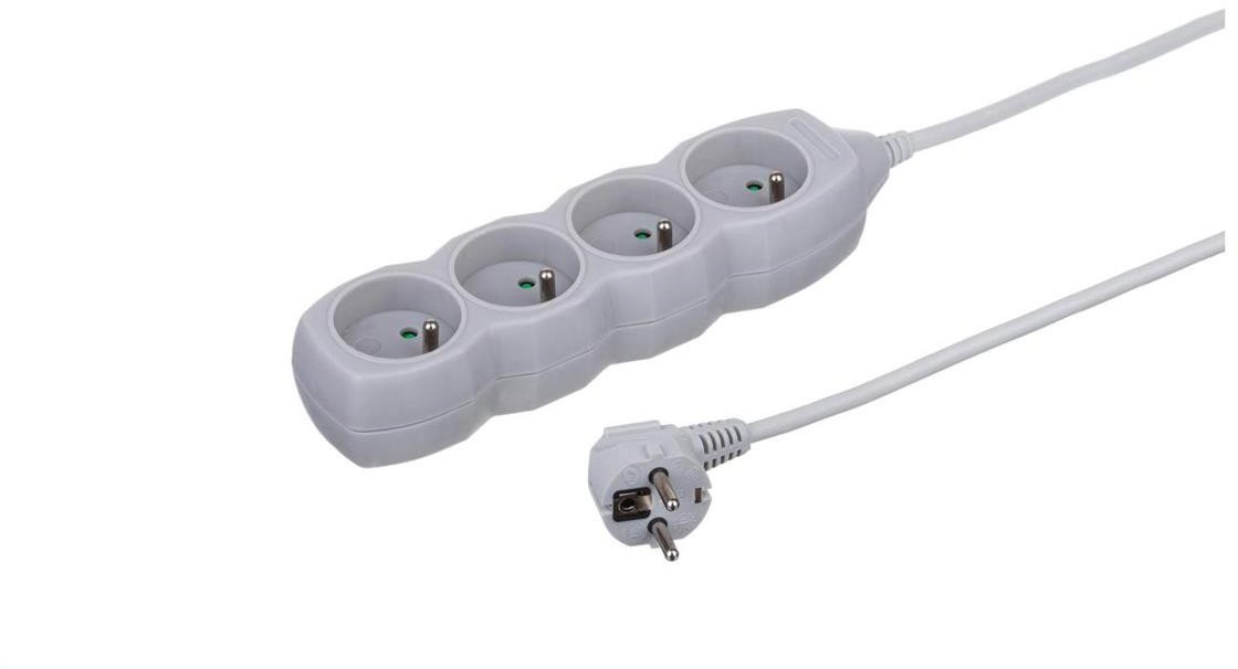 Przedluzacz 4-gniazdowy, 5m szary, 3x1,0mm OWY / 28117