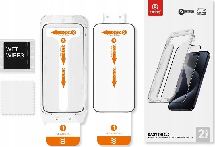 Crong Szkło hartowane EasyShield 2-Pack - iPhone 15 (2 sztuki)