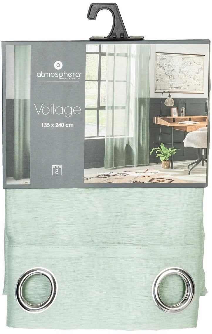 NET CURTAIN MOLY 135X240 RINGS CELADON D