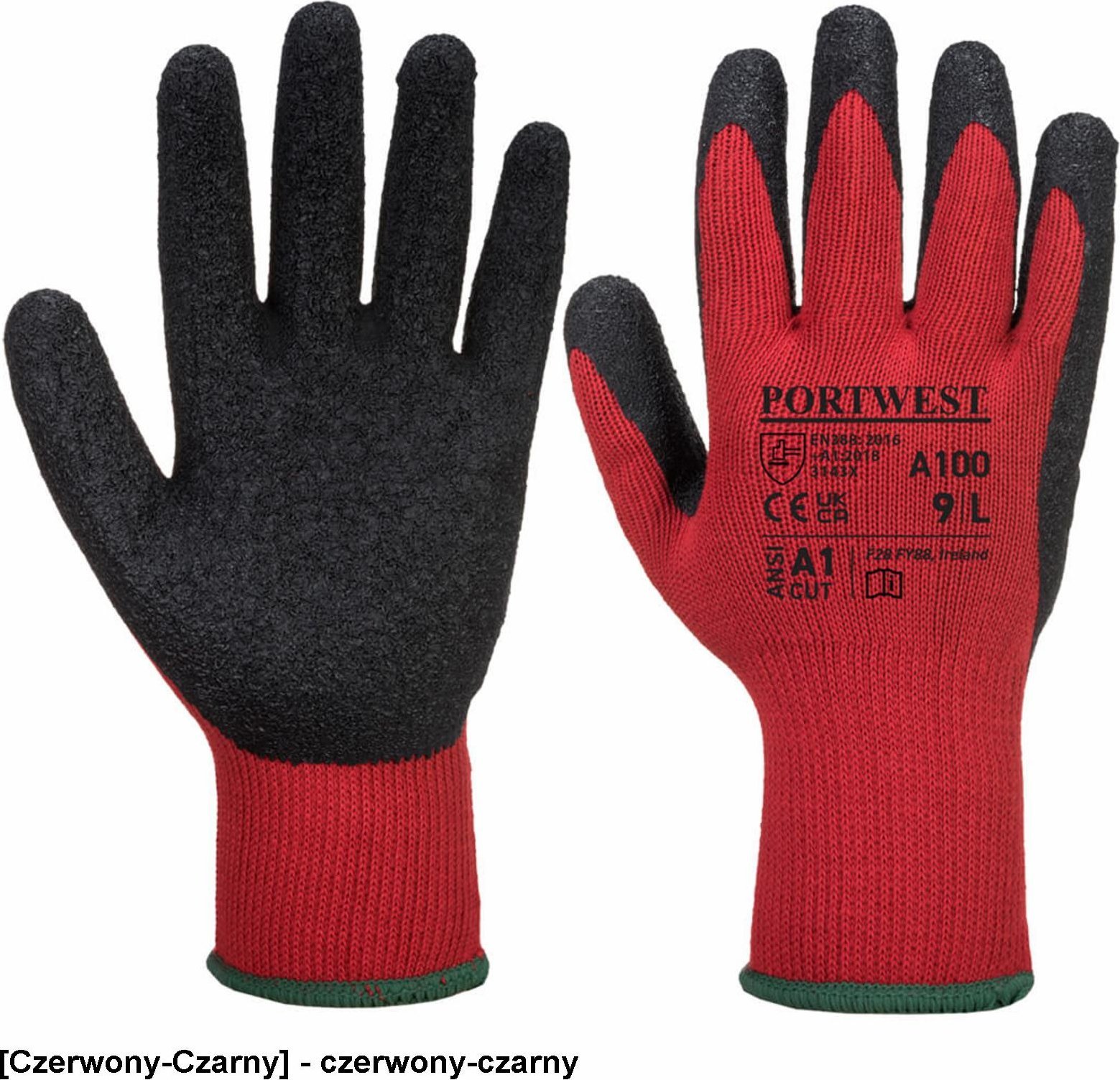 Portwest A100 - Rękawica Grip - czerwony-czarny 2XL