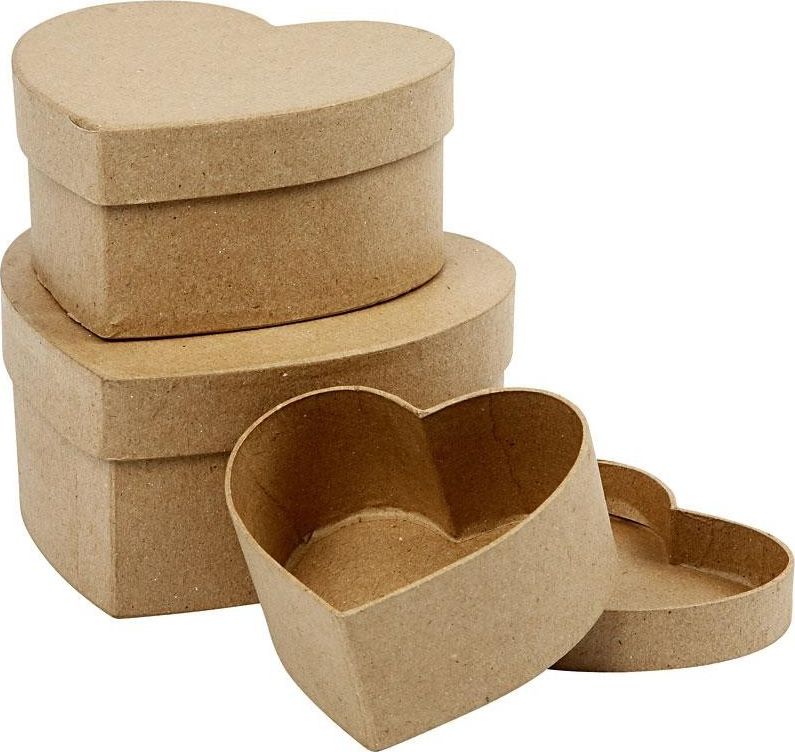 Creativ Company Pudełka pap-mache 3 rozmiary Serca