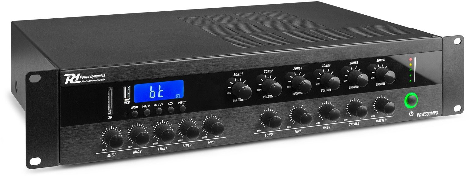 Wzmacniacz miksujący PA PDW500MP3 BT 500W/100V 6 stref Power Dynamics one size