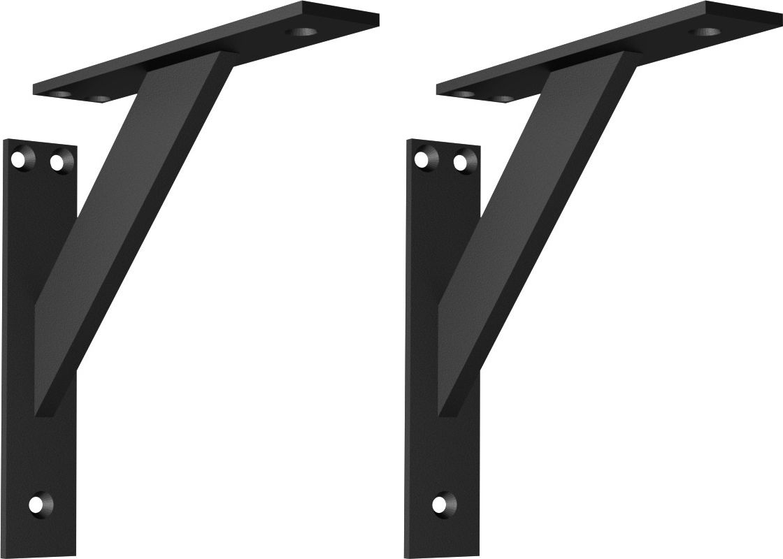 EMT Nowoczesny! Aluminiowy! 3-częściowy kątowy wspornik podpórka do półek - 2 szt. (180x180mm) Czarny