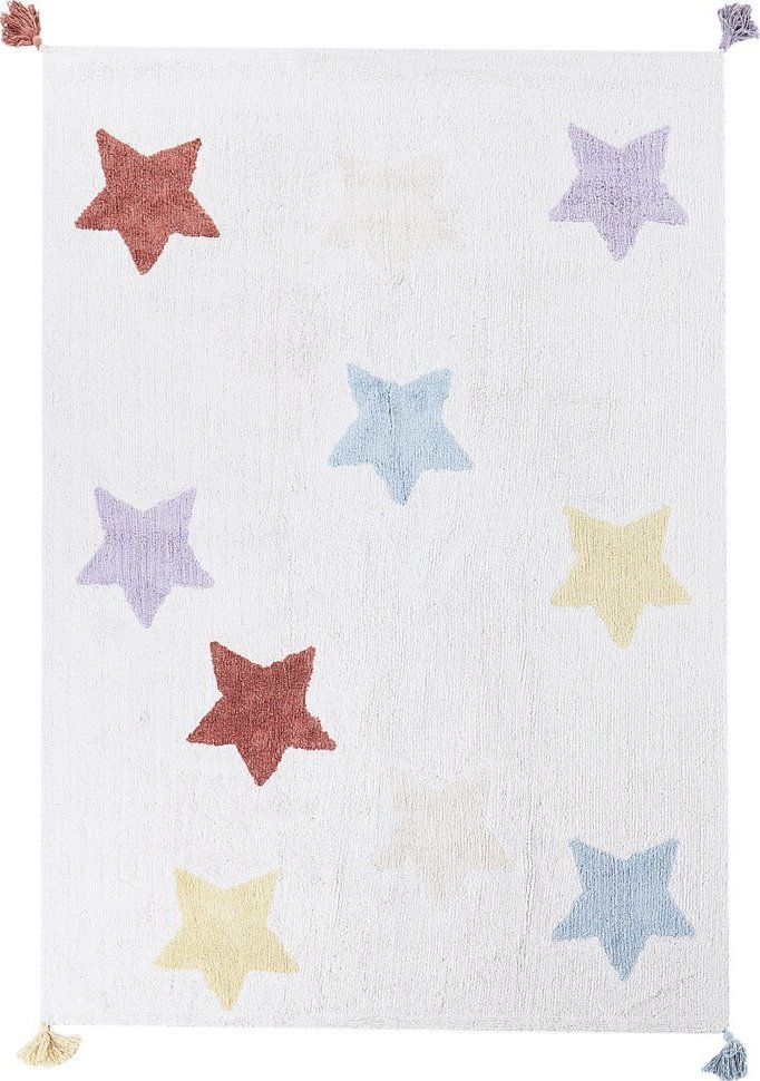 Beliani Dywan dziecięcy bawełniany w gwiazdki 140 x 200 cm wielokolorowy MEREVI